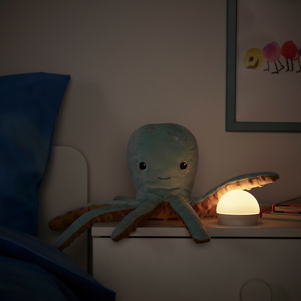 IKEA BLÅVINGAD soft toy with LED nightlight, turquoise octopus/battery operated, Ikea Ireland | 2054ONVXU