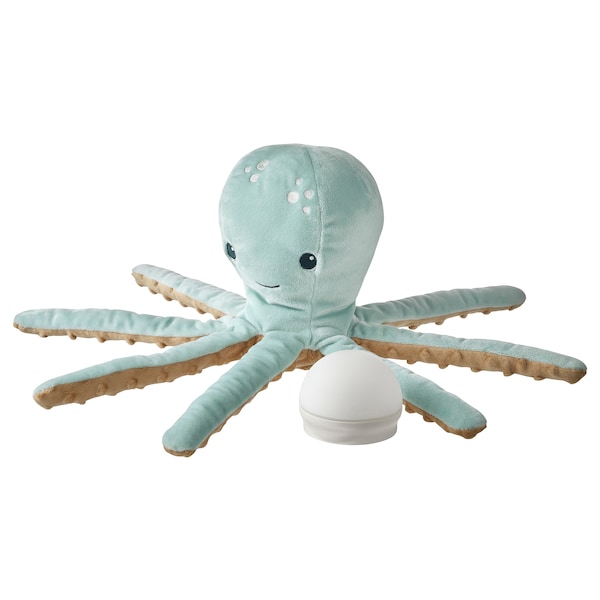 IKEA BLÅVINGAD soft toy with LED nightlight, turquoise octopus/battery operated, Ikea Ireland | 2054ONVXU