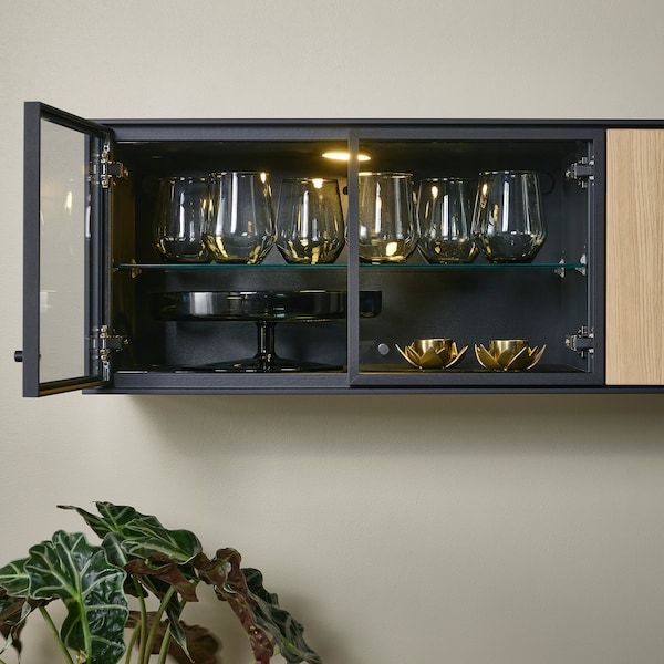IKEA BOASTAD wall shelf, black/oak veneer, 71 3/8x12 5/8x12 1/2 in, Ikea Ireland | 2951PCTMF