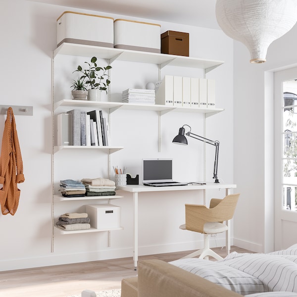 IKEA BOAXEL / LAGKAPTEN shelving unit with table top, white, 73 5/8x24 3/8x79 in, Ikea Ireland | 5471HWACK