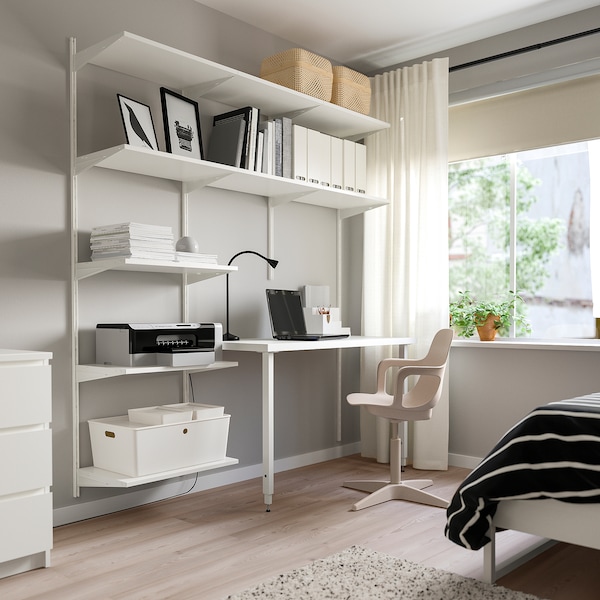 IKEA BOAXEL / LAGKAPTEN shelving unit with table top, white, 73 5/8x24 3/8x79 in, Ikea Ireland | 5471HWACK