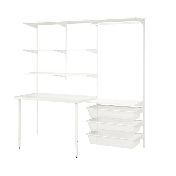 IKEA BOAXEL / LAGKAPTEN wardrobe combination with table top, white, 81 5/8x24 3/8x79 in, Ikea Ireland | 0483GPSRT
