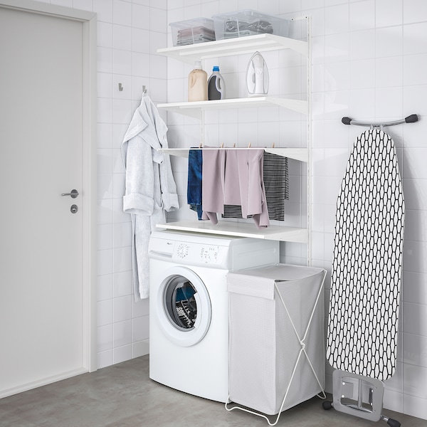 IKEA BOAXEL laundry combination, 32 1/4x15 3/4x79 in White / Metal, Ikea Ireland | 6420HBJAC