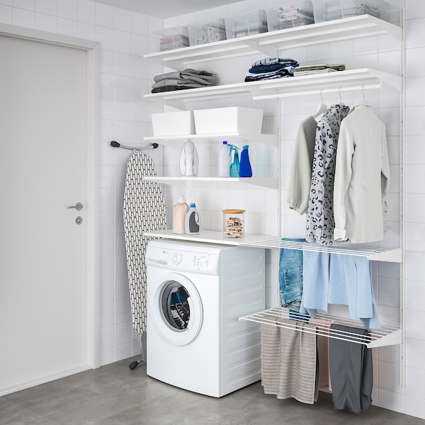 IKEA BOAXEL laundry combination, 64 7/8x15 3/4x79 in White / Metal, Ikea Ireland | 0264CPESN