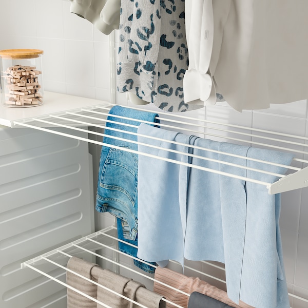 IKEA BOAXEL laundry combination, 64 7/8x15 3/4x79 in White / Metal, Ikea Ireland | 0264CPESN