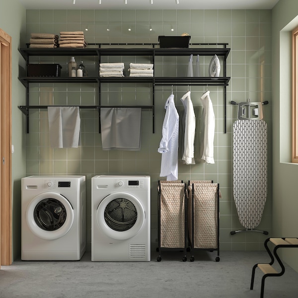 IKEA BOAXEL laundry combination, 89 1/2x15 3/4x39 5/8 in Anthracite / Metal, Ikea Ireland | 3874QIVBJ