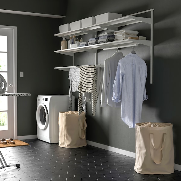 IKEA BOAXEL laundry combination, 89 1/2x15 3/4x39 5/8 in White / Metal, Ikea Ireland | 4173ZNXVM