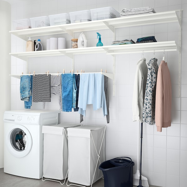 IKEA BOAXEL laundry combination, 89 1/2x15 3/4x39 5/8 in White / Metal, Ikea Ireland | 4173ZNXVM