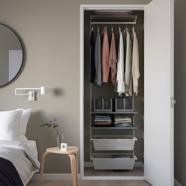 IKEA BOAXEL wardrobe combination, 24 3/8x15 3/4x79 in White / Gray, Ikea Ireland | 3145GSNVD