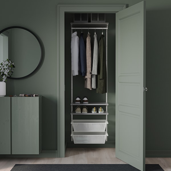 IKEA BOAXEL wardrobe combination, 24 3/8x15 3/4x79 in White / Gray, Ikea Ireland | 3145GSNVD