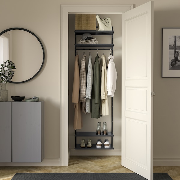 IKEA BOAXEL wardrobe combination, 24 3/8x15 3/4x79 in Anthracite, Ikea Ireland | 3561MSIUP