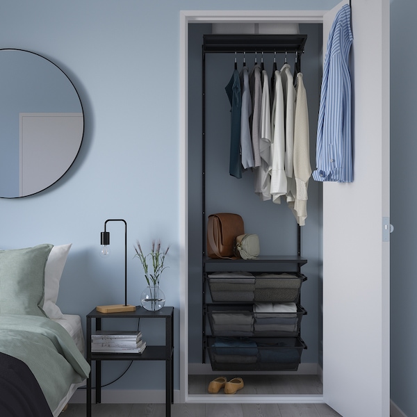 IKEA BOAXEL wardrobe combination, 24 3/8x15 3/4x79 in Anthracite / Metal, Ikea Ireland | 7409TWMDE