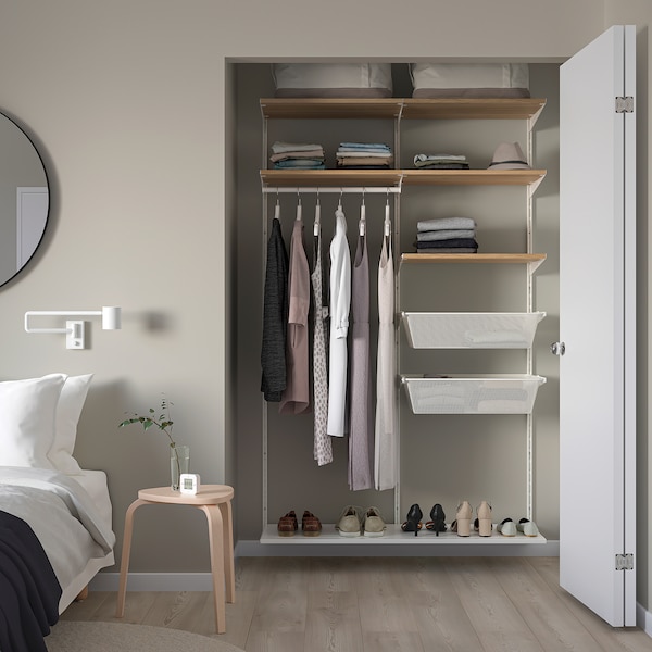 IKEA BOAXEL wardrobe combination, 49 1/8x15 3/4x79 in White / Oak, Ikea Ireland | 1347INEVY