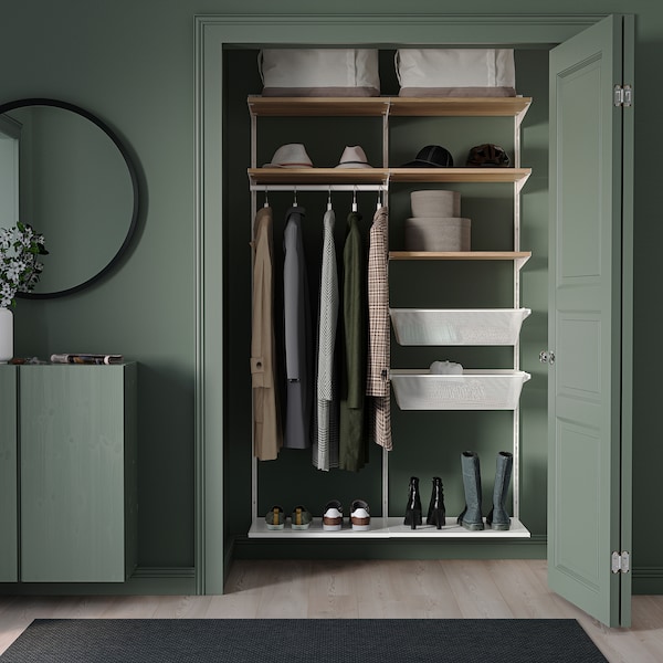 IKEA BOAXEL wardrobe combination, 49 1/8x15 3/4x79 in White / Oak, Ikea Ireland | 1347INEVY