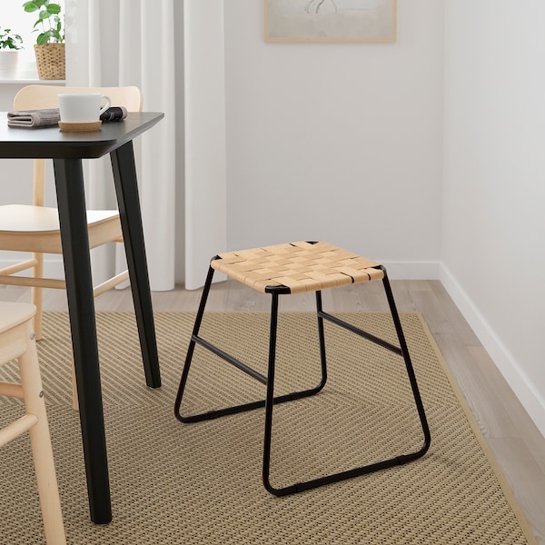 IKEA BOESKIL stool, black/natural, 19x18 7/8x18 in, Ikea Ireland | 9507GMSRH