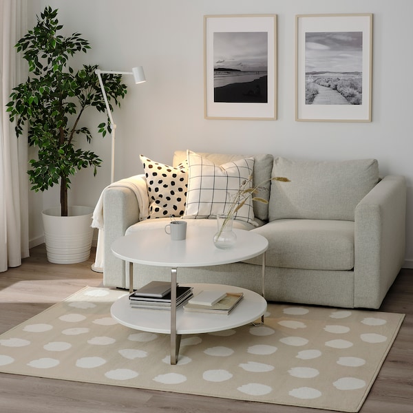 IKEA BOGENSE rug, low pile, beige/white dotted, 4'4 inx6'5 in, Ikea Ireland | 2348LVHKJ