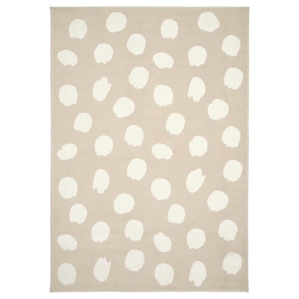 IKEA BOGENSE rug, low pile, beige/white dotted, 4\'4 inx6\'5 in, Ikea Ireland | 2348LVHKJ