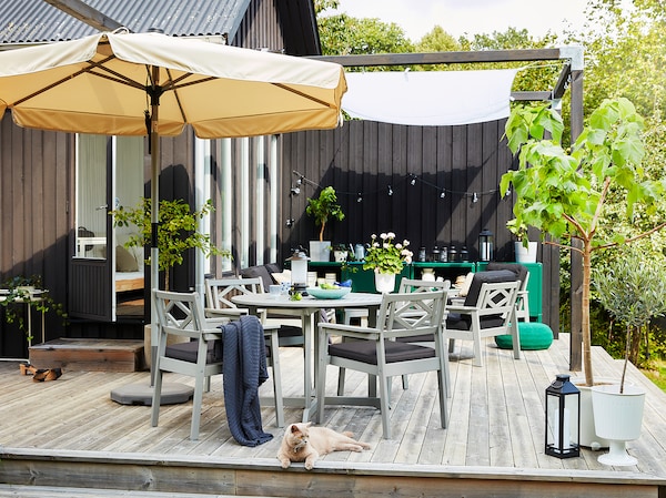 IKEA BONDHOLMEN armchair, outdoor, gray, Ikea Ireland | 3154LRVJZ