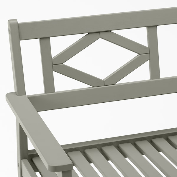 IKEA BONDHOLMEN bench with backrest, outdoor, gray, Ikea Ireland | 9351JSKZE
