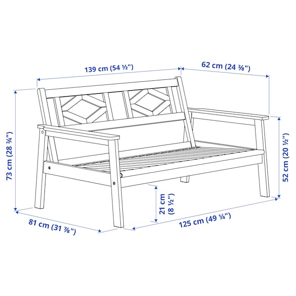 IKEA BONDHOLMEN loveseat, outdoor, brown, 54 3/4x31 7/8x28 3/4 in, Ikea Ireland | 2189YROVM