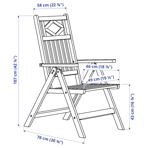 IKEA BONDHOLMEN reclining chair, outdoor, brown, Ikea Ireland | 8627MEWPN