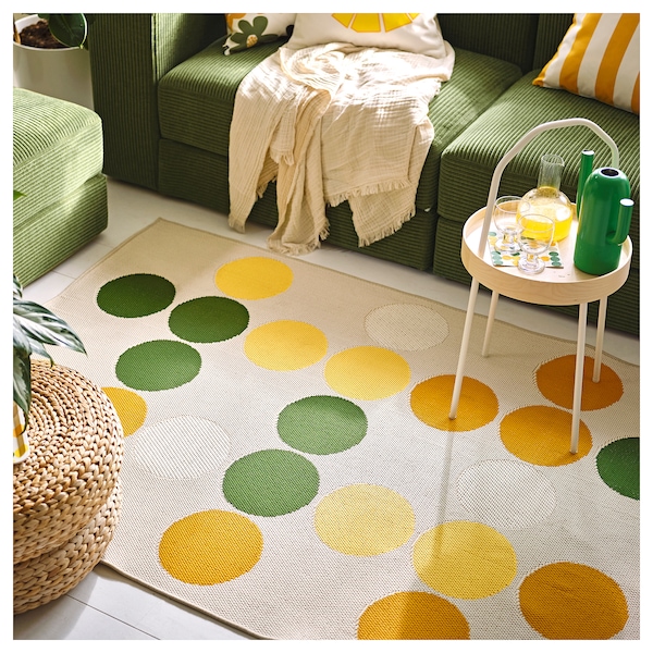 IKEA BRÖGGAN rug flatwoven, in/outdoor, dot pattern multicolor, 4'4 inx6'5 in, Ikea Ireland | 2657EVJMY