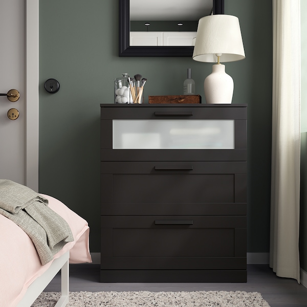 IKEA BRIMNES 3-drawer chest, 30 3/4x37 3/8 in Black, Ikea Ireland | 3985HPORS