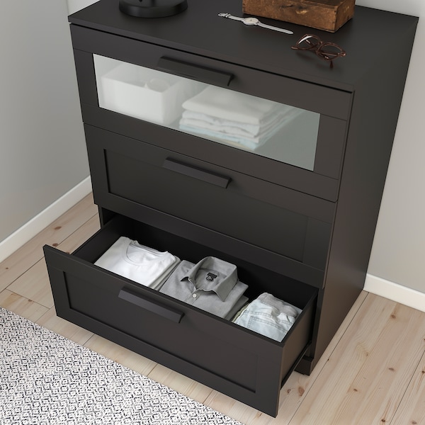 IKEA BRIMNES 3-drawer chest, 30 3/4x37 3/8 in Black, Ikea Ireland | 3985HPORS