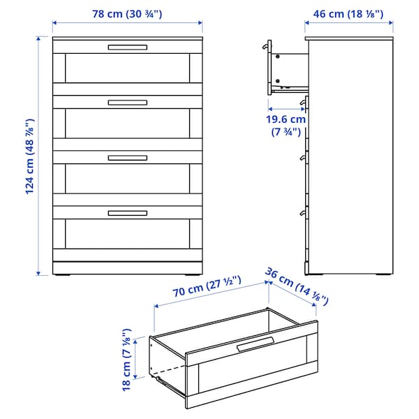 IKEA BRIMNES 4-drawer chest, 30 3/4x48 7/8 in Black, Ikea Ireland | 6705IFYOP