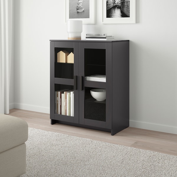 IKEA BRIMNES Cabinet with doors, glass, 30 3/4x37 3/8 in Black, Ikea Ireland | 8713YRKVO