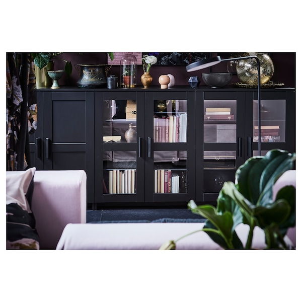 IKEA BRIMNES Cabinet with doors, glass, 30 3/4x37 3/8 in Black, Ikea Ireland | 8713YRKVO