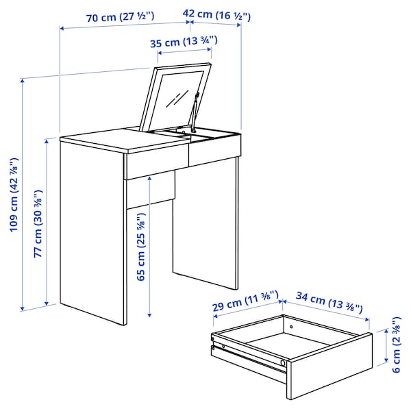 IKEA BRIMNES Dressing table, gray, Ikea Ireland | 0213OYVIR