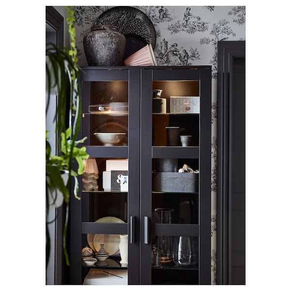 IKEA BRIMNES Glass-door cabinet, 31 1/2x74 3/4 in Black, Ikea Ireland | 5829UDWXG