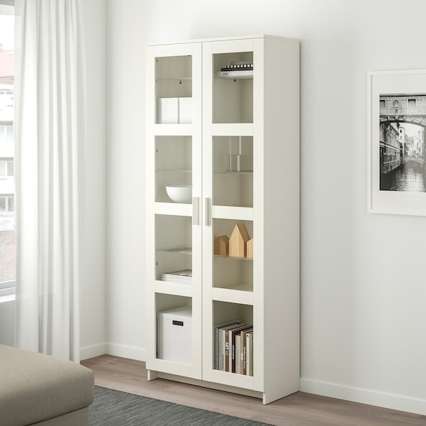 IKEA BRIMNES Glass-door cabinet, 31 1/2x74 3/4 in White, Ikea Ireland | 3751GZQLD