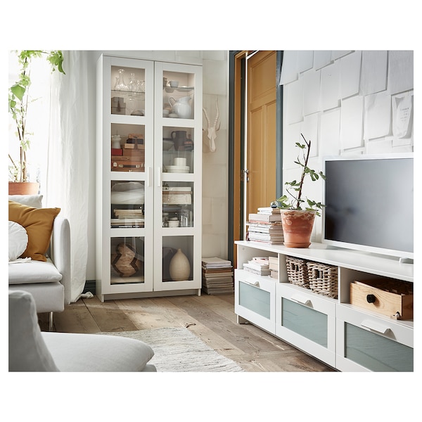 IKEA BRIMNES Glass-door cabinet, 31 1/2x74 3/4 in White, Ikea Ireland | 3751GZQLD