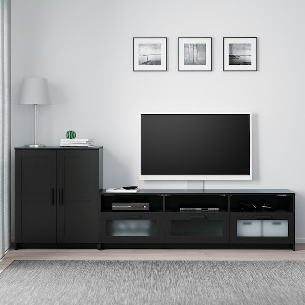 IKEA BRIMNES TV storage combination, 101 5/8x16 1/8x37 3/8 in Black, Ikea Ireland | 5486RLSJE