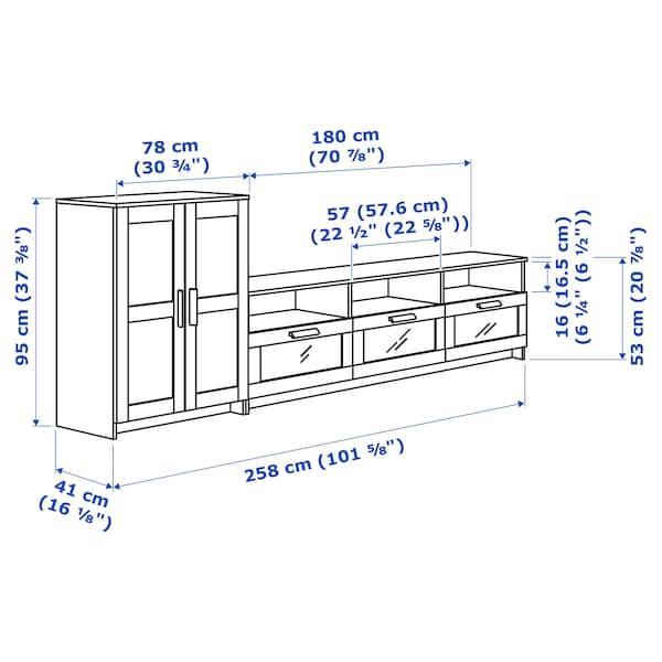 IKEA BRIMNES TV storage combination, 101 5/8x16 1/8x37 3/8 in Black, Ikea Ireland | 5486RLSJE