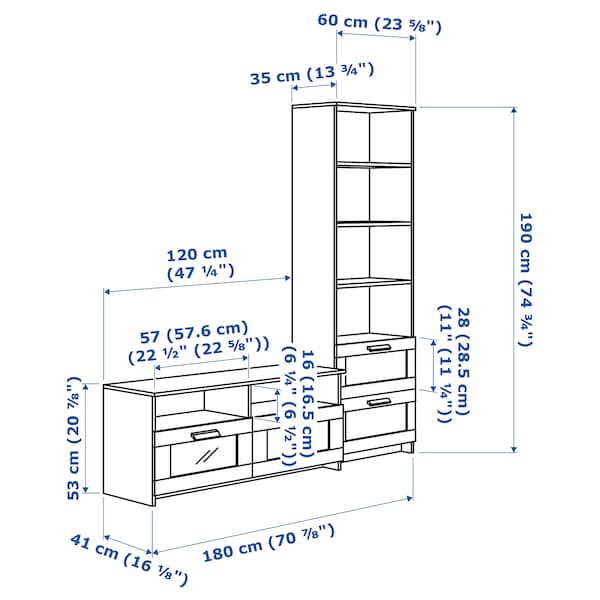 IKEA BRIMNES TV storage combination, 70 7/8x16 1/8x74 3/4 in White, Ikea Ireland | 1560LSTAU