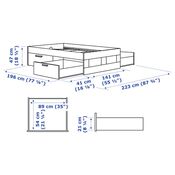 IKEA BRIMNES bed frame with storage, Full White, Ikea Ireland | 3512NWEJY