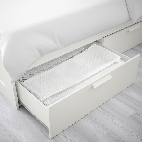 IKEA BRIMNES bed frame with storage, Queen White, Ikea Ireland | 5462YQCEX