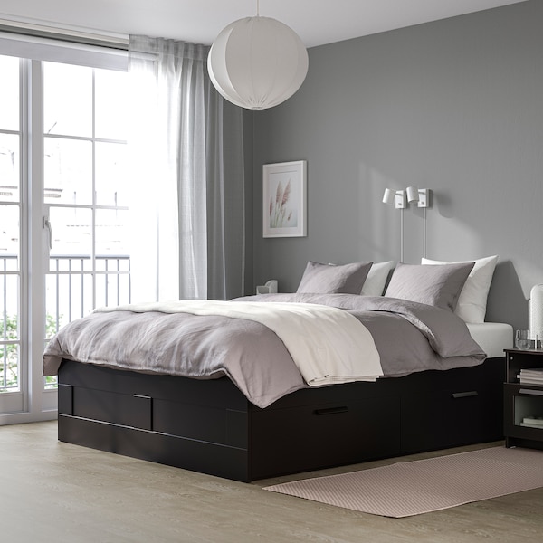 IKEA BRIMNES bed frame with storage, Queen Black, Ikea Ireland | 0298YEJGS