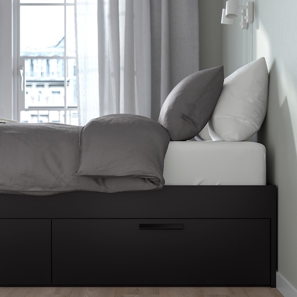 IKEA BRIMNES bed frame with storage, Queen Black, Ikea Ireland | 0298YEJGS