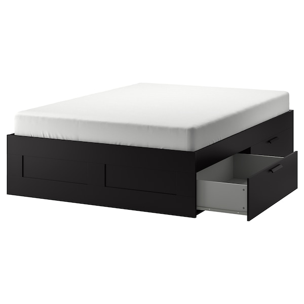 IKEA BRIMNES bed frame with storage, Queen Black, Ikea Ireland | 0298YEJGS
