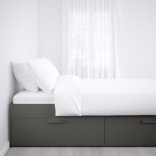 IKEA BRIMNES bed frame with storage, Queen Gray, Ikea Ireland | 6329EJBQU