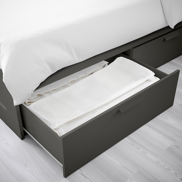 IKEA BRIMNES bed frame with storage, Queen Gray, Ikea Ireland | 6329EJBQU