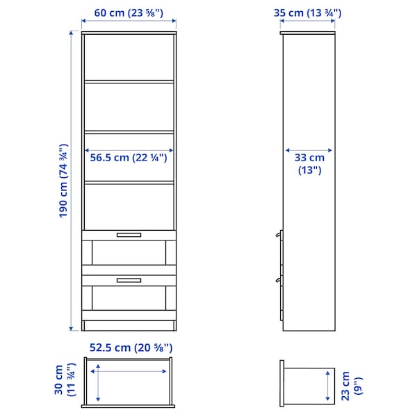 IKEA BRIMNES bookcase, 23 5/8x74 3/4 in White, Ikea Ireland | 0895SQJMV