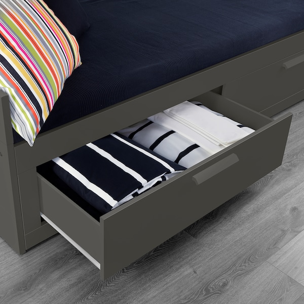 IKEA BRIMNES daybed frame with 2 drawers, Twin Gray, Ikea Ireland | 8934SJEQX
