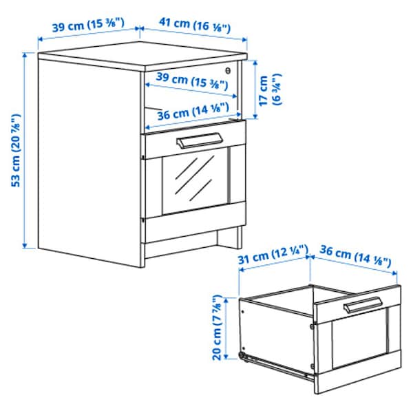 IKEA BRIMNES nightstand, 15 3/8x16 1/8 in Black, Ikea Ireland | 0845BSAKL