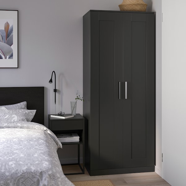 IKEA BRIMNES wardrobe with 2 doors, 30 3/4x74 3/4 in Black, Ikea Ireland | 0251LPYTZ
