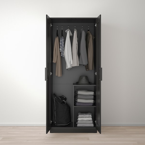 IKEA BRIMNES wardrobe with 2 doors, 30 3/4x74 3/4 in Black, Ikea Ireland | 0251LPYTZ